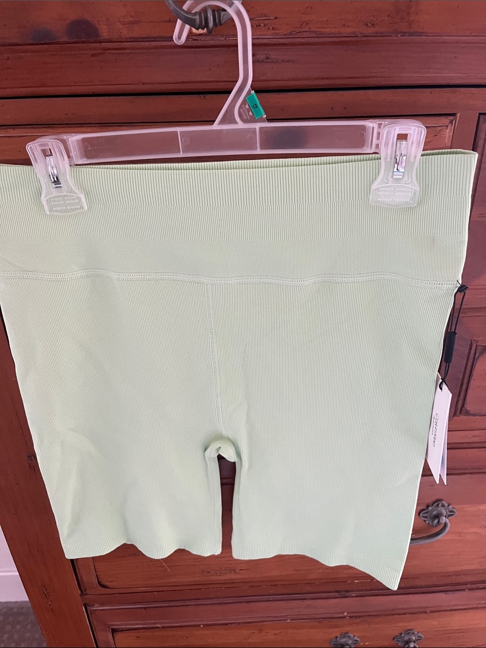 Calvin Klein Light Green Ribbed High-Waist Bike Shorts Size XL NWT